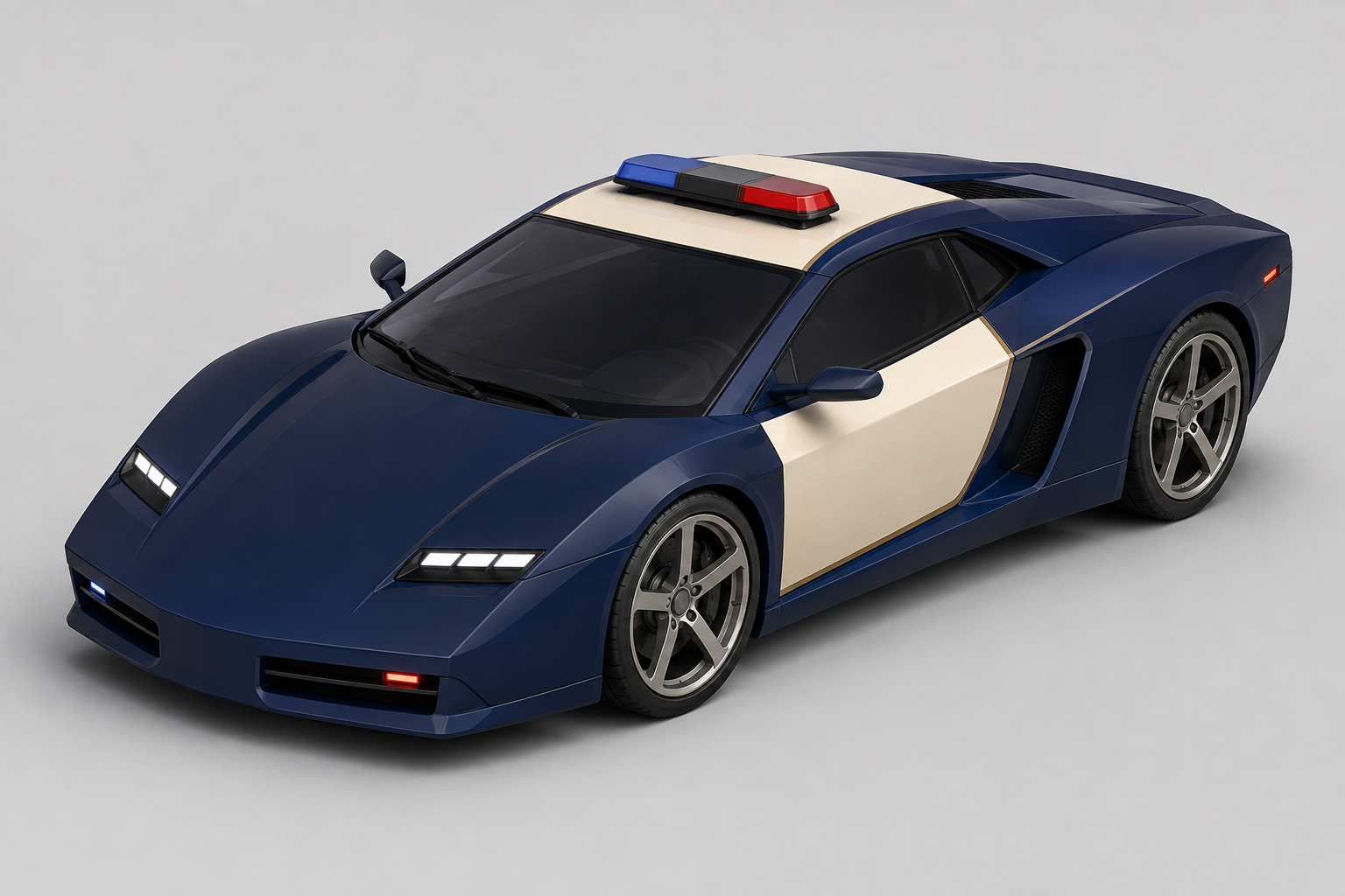 A blue and cream police-liveried Chasebreak car