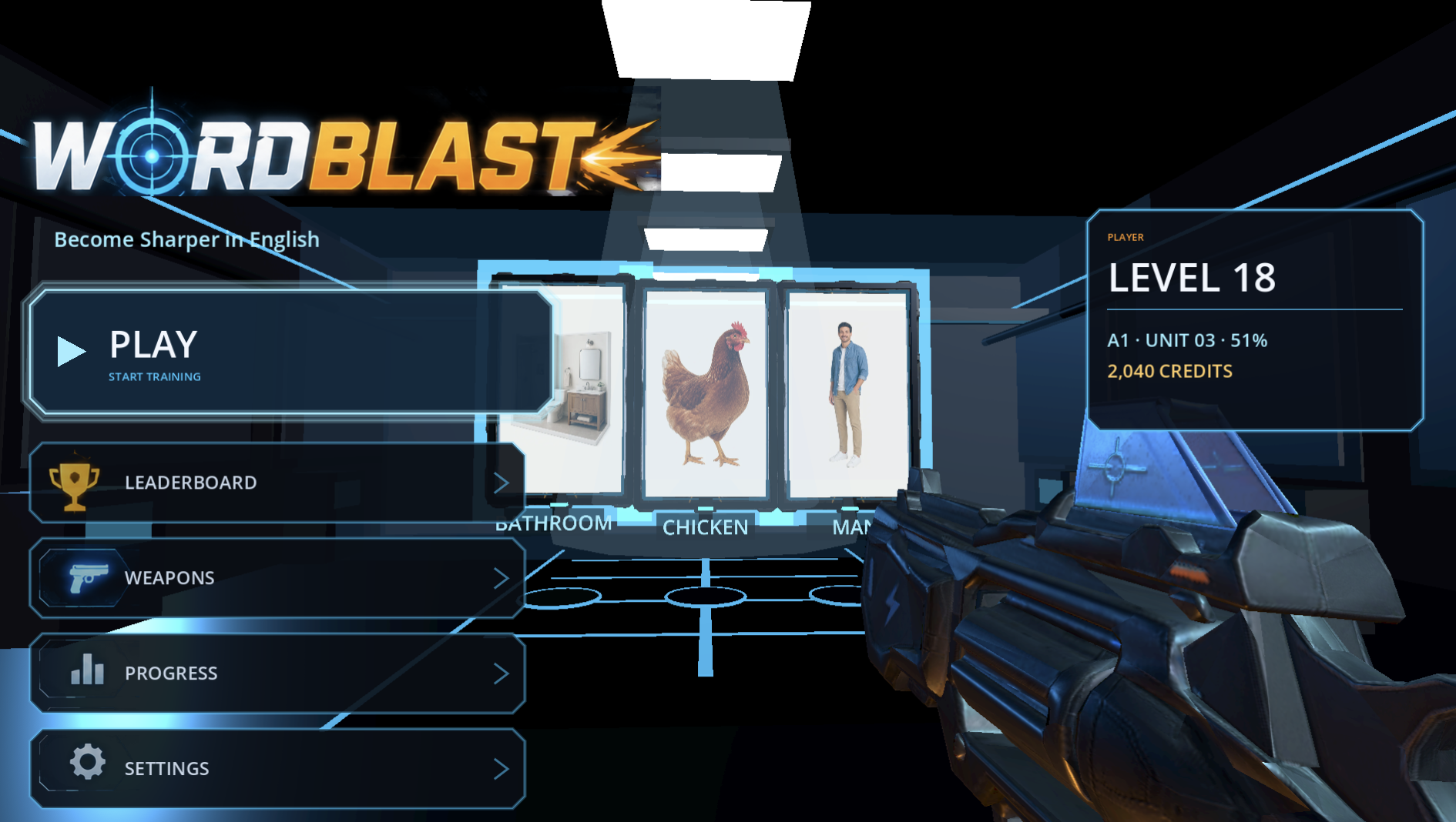 WordBlast screen: Main Menu