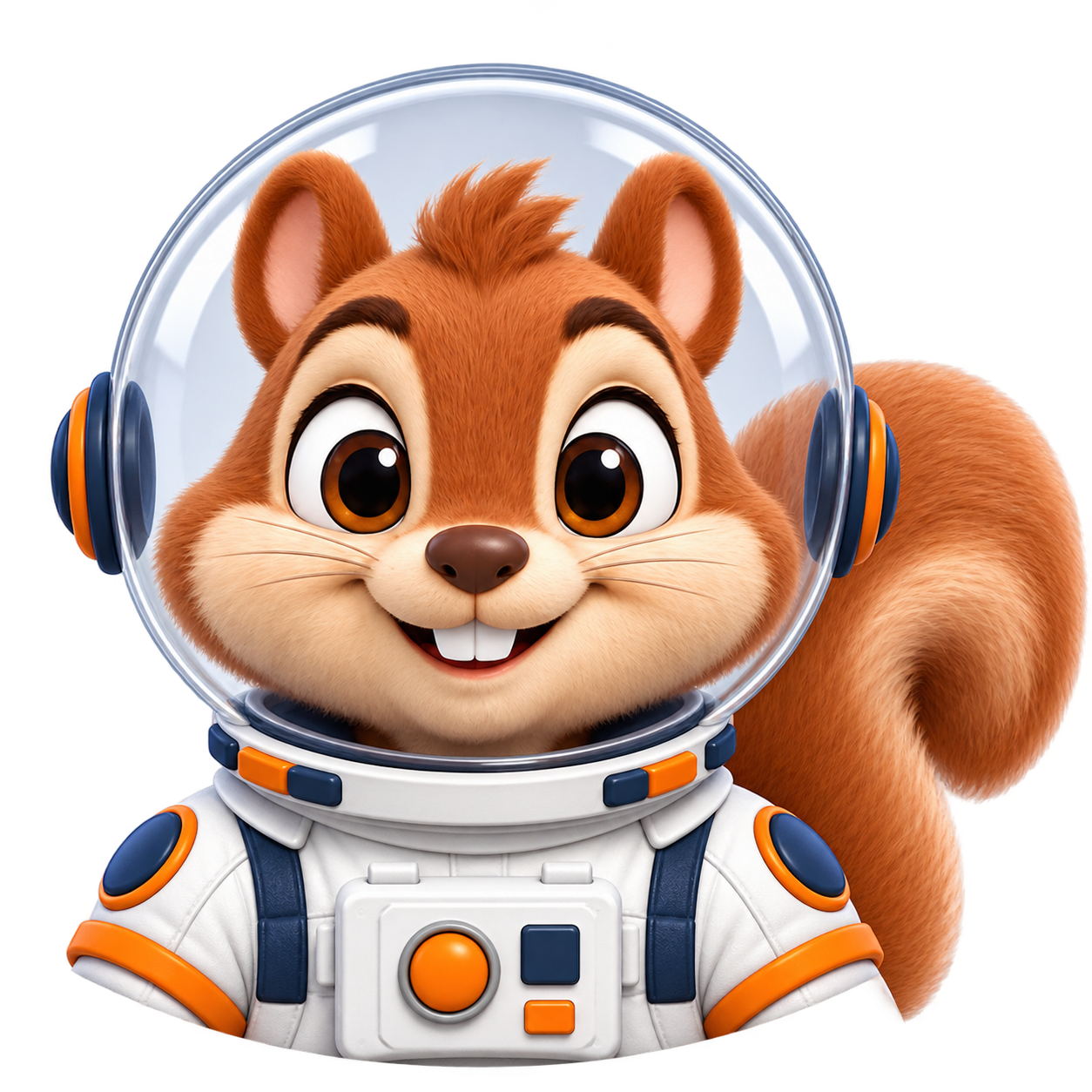 A squirrel astronaut guiding Lingo Surfer players